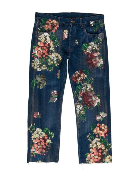 gucci floral jeans|gucci distressed jeans.